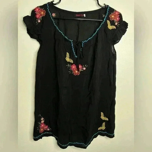 Johnny Was Sheer Embroidered Floral Top Size Small - Picture 1 of 9